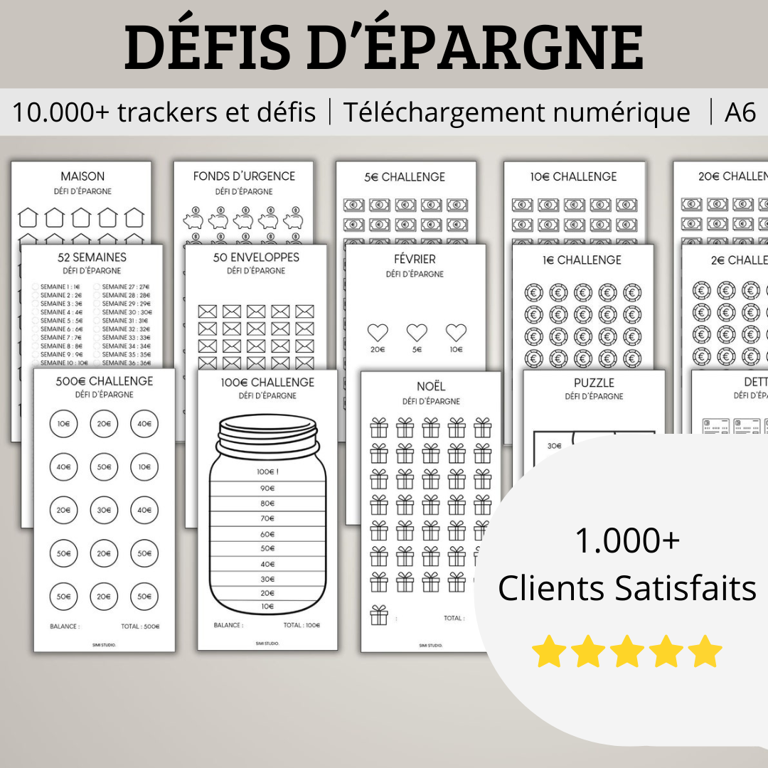 10.000+ Défis d'Épargne & Enveloppe Budget
