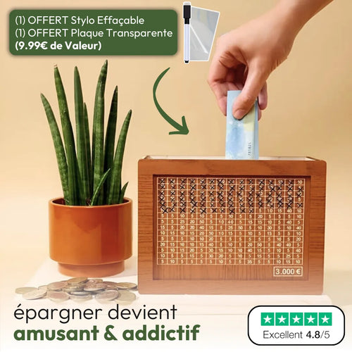 Piggy Bank de madera con objetivo de ahorro